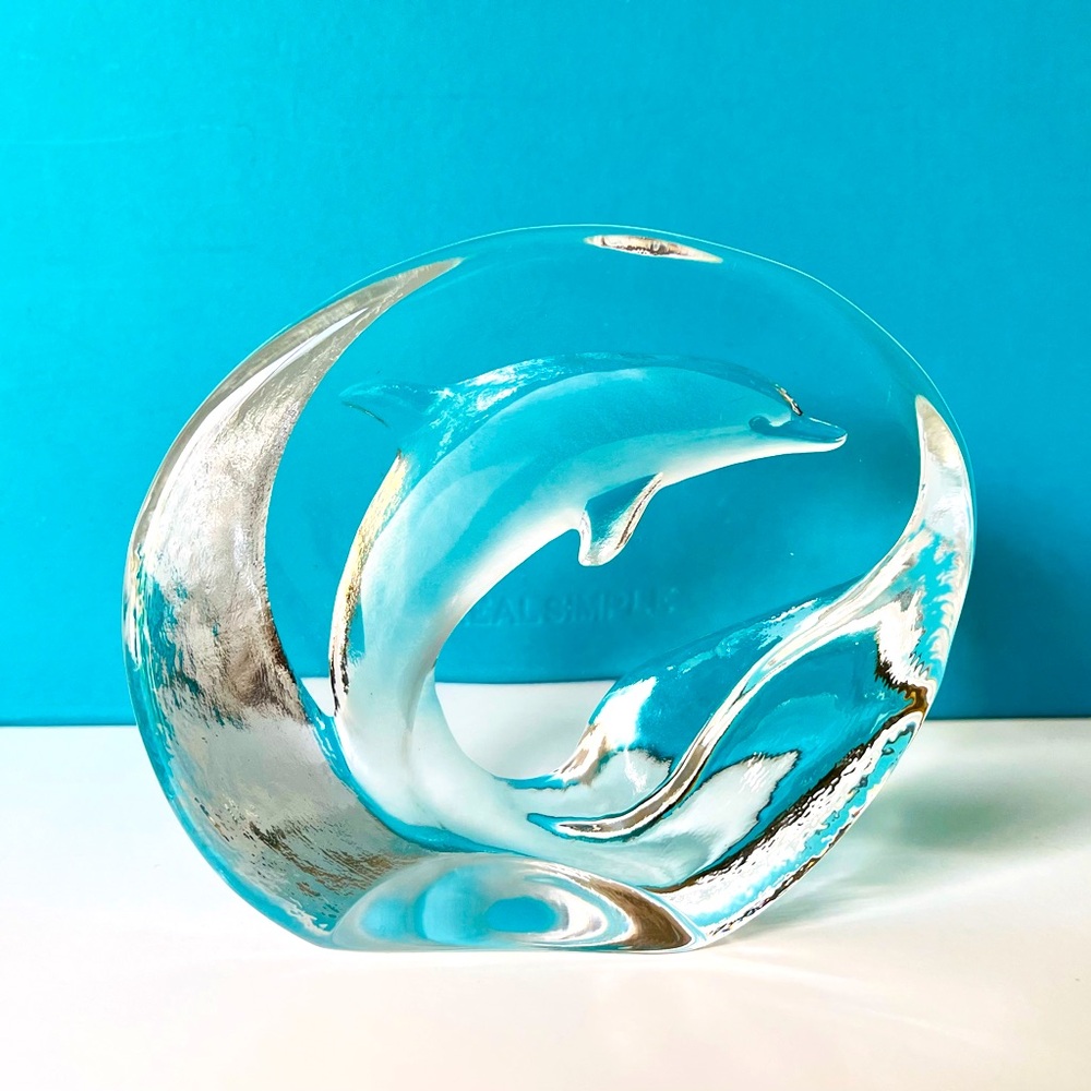 Dolphin glass paperweight
